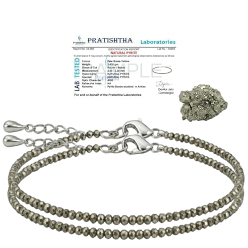 Image of Arihant Gems & Jewels Original Raw Pyrite Anklet for Men & Women | Money Magnet for Wealth, Success & Prosperity | Adjustable Crystal Healing Anklet for Good Luck, Positive Energy & Financial Growth.