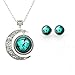 LERYDESI Blue Circling Sharks Stud Earrings and necklace Circling Sharks pendant for Women Fashion Jewelry set