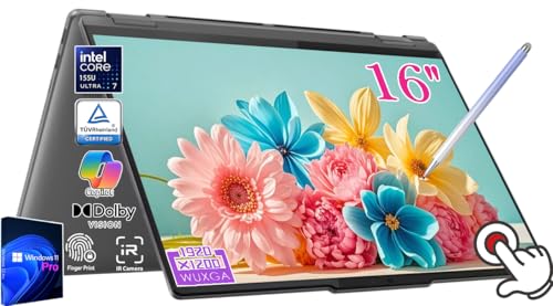 Lenovo 2024 Yoga 7i 2-in-1 Slim Laptop, touchscreen WUXGA da 16', Ultra 7 155U (Beats i7-1335U), KB retroilluminato, lettore FP, Thunderbolt 4, TÜV, Win11Pro, w/AI Copilot e penna stilo (16 GB RAM,