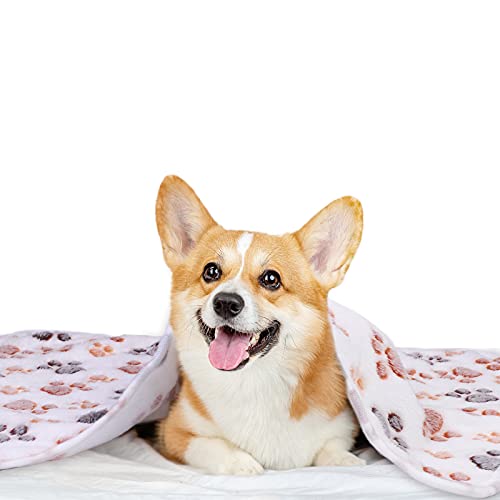 Pedgot 4 Pieces Fluffy Dog Blankets with Paw Print 30 x 20 Inches Soft and Warm Pet Throw Blankets Sleep Bed Mat for… - Image 7
