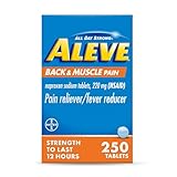 Aleve Back & Muscle Pain Relief Naproxen Sodium Tablets, Pain Reliever & Fever Reducer, Medicine for Body , 250 Count