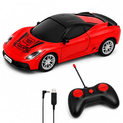 Image of Remote Control Car, Red and Black, Sports Supercar RC Toy with Wireless Controller, for Kids (Red)
