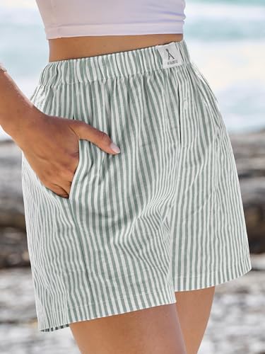 Image of ANRABESS Boxer Shorts for Women Gingham Pajama 2026 Summer Casual Lounge Sleep Plaid Shorts Y2K Beach Bottoms