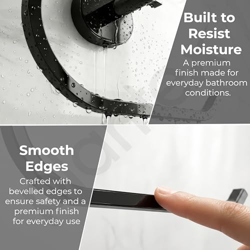Image of Plantex J4 Stainless Steel Towel Hanger for Wash Basin /Hand Towel Hanger /Napkin Holder for Wash Basin /Bathroom Accessories (PVD Black Finish) Onix