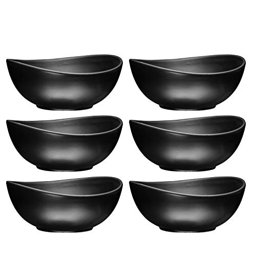 Bruntmor Ceramic Salad Cereal And Pasta Bowls Set Of 6 Shallow Dinner Bowls That Are Oven Microwave Oven And Dishwasher Safe Chip And Scratch Resistant Matte Black 28 oz