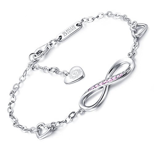 Billie-Bijoux-Pulsera-de-plata-esterlina-Mujer-Simbolo-Amor-Infinito-Brazalete-de-mujer-ajustable-regalo-ideal-el-dia-de-San-Valentin-para-mama-rosado