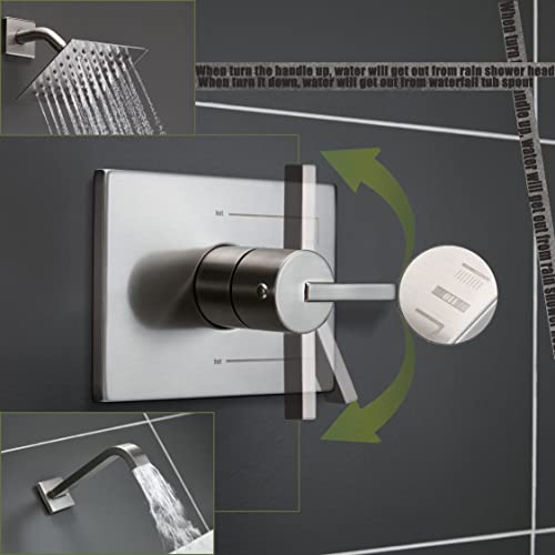 Sooohot Bathtub Shower Systems, Tub And Shower Faucet Set Combo With 6 Inch Brushed Nickel Shower Faucet Set, Shower Tub Faucets Sets Complete (Valve Included) #TOP2