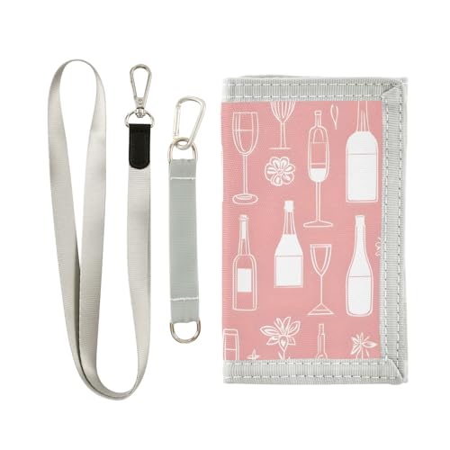 ALAZA Kids Wallets for Boys Girls Toddler Trifold Wallet Children Small Lines Wine Bottle with Zipper Coin Pocket