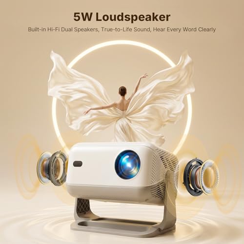 Image of 【Compatible with Netflix &Dolby Audio】WellSonic Smart Projector with Wifi and Bluetooth, 400Ansi & Native 1080p Portable Projector, Auto Focus&Support 4k, 180Rotatable, Moive Proyector