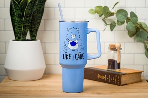 Silver Buffalo Care Bears Grumpy Bear Like I Care Stainless Steel Tumbler with Handle and Straw, Fits in Standard Cup Holder, 40 Ounces - Image 7