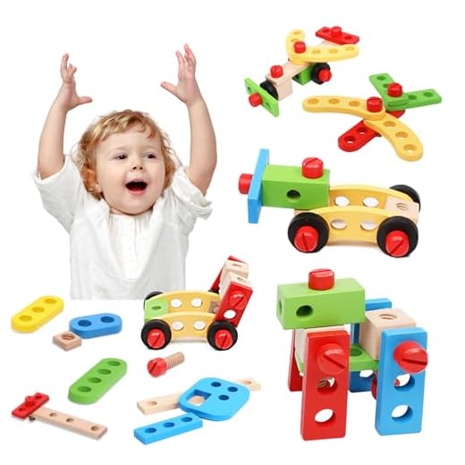 Attrezzi in Legno Bambini Montessori Giochi Fai-da-Te Dadi e bulloni per Bambini da 3 4 5 Anni Giocattolo Regalo per Ragazzi Bambina Bimbo 3 4 5 6 Anni Set da Costruzione Giocattoli abilità motorie