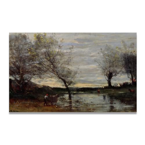 Toile Paysage Campagne Française VHdfgTY PâTurages MaréCageux 70x112cm Deco
