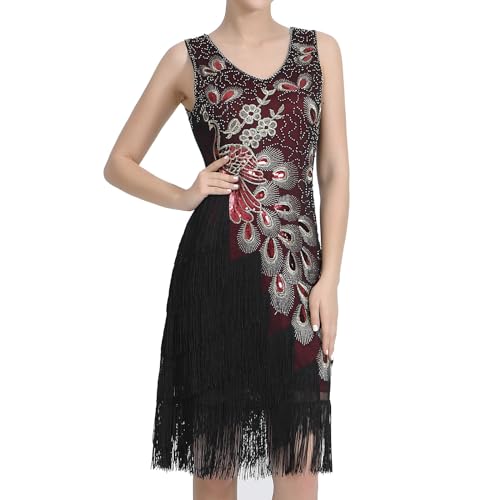 Robe de soirée Vintage des années 1920 style Charleston noir