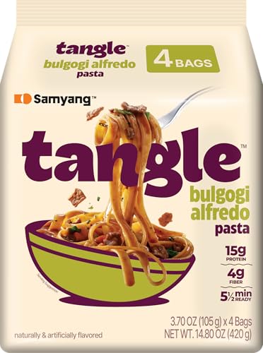 Tangle Bulgogi Alfredo Instant Pasta, 15g Protein Fettuccine, 4g Fiber 4pk