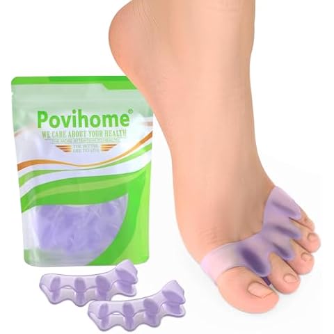 Povihome Toe Separators Spacers for Women - 8 Pack Silicone Toe Spacers for Toe Overlapping Hammertoe - Bunion Corrector Toe Stretcher for Yoga Practice - Medium (Lavender) Cover