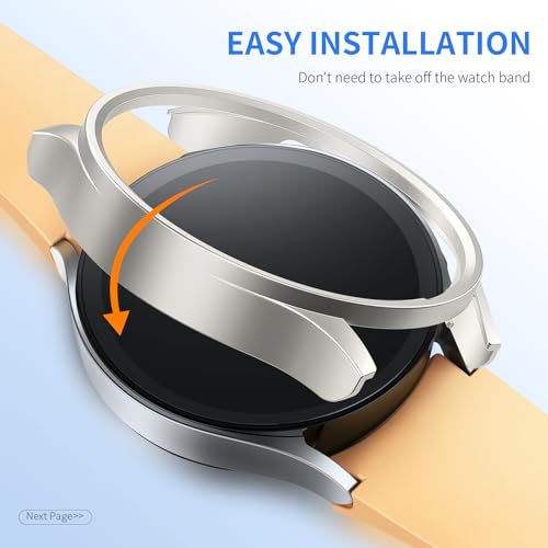 Cuteey 6+6 Pack for Samsung Galaxy Watch 7 Screen Protector Case 40mm, Hard PC Bumper Cover with Anti-Fog Tempered Glass Film for Galaxy Watch 7 Accessories,40mm