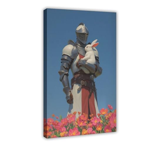 Poster toile Guerrier et lapin 40x60cm pour réveiller la déco murale de votre salon