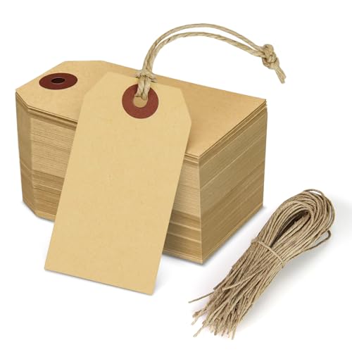 Kraft Paper Small Hang Tags, 100 pcs - Blank Price Tags for Inventory Labeling