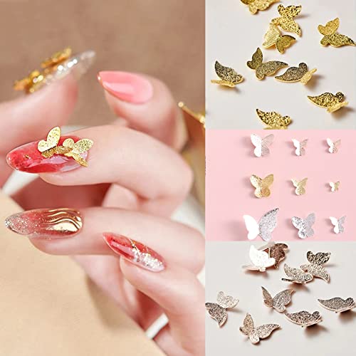 3D Butterfly Nail Charms,12 Grids 3D Metal Butterfly For Nails Decals Butterfly Nail Art Charms Butterflies Glitter Nail Design Spring Nail Art Supplies Diy Manicure Accessories Jewelry For Women Girl #TOP3
