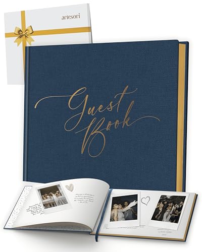 Wedding Guest Book for Reception Gold-Foiled Guestbook to Sign in Elegant Baby Shower Guest Book for Party & Birthday Navy Photo & Polaroid Guest Book for Wedding & Bridal Shower (No Date)