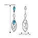 BriLove Fashion Dangle Earrings for Women Crystal Gorgeous Twisted Dual Teardrop Chandelier Jewelry for Party Prom Turquoise Color Silver-Tone