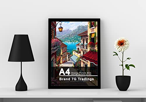 Black A4 Picture Frame - Freestanding And Wall Mounted Photo Frame For Pictures Posters & Certificates - 13 X 8 Inches A4 Frame Size Compact Picture Frames #TOP3