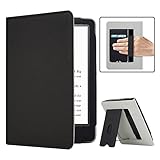 RSAquar Kindle Paperwhite Case for 11th Generation 6.8' and Signature Edition 2021 Released, Premium PU Leather Cover with Auto Sleep Wake, Hand Strap, Card Slot and Foldable Stand, Black