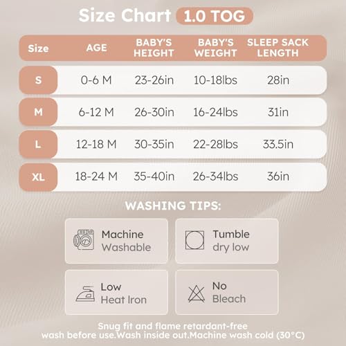 Image of Yoofoss Baby Sleep Sack 0-6 Months 1.0 Tog Sleep Sack Organic Cotton Wearable Blanket for Newborns 2-Way Zipper Quilted Sleeping Sacks(Small)