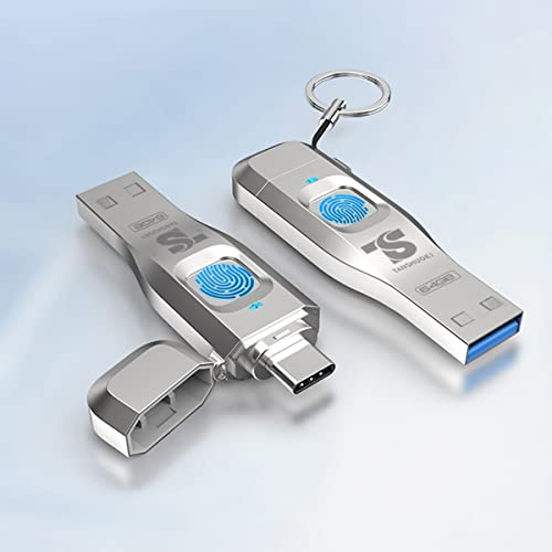 Fingerprint Usb3.0 Flash Drive Encrypted 64G Memory Stick Pen Zip Drive Biometric Security Protection 2-In-1 Thumb Drive For Pc Smartphone Laptop. #TOP1