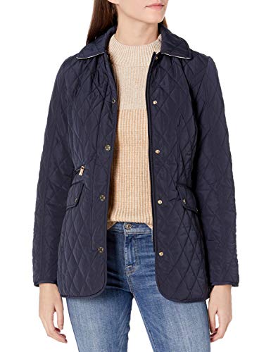 Jones New York Women's Quilted Jacket with Hood, Navy, M