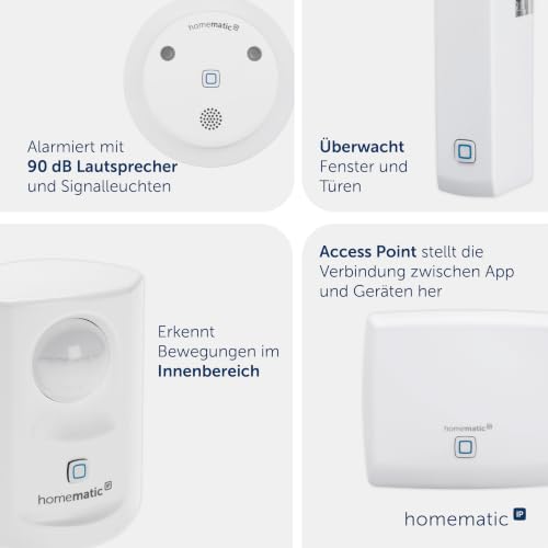 Homematic IP Starter Set Alarm, Smart Home, digitaler Fenstersensor, Bewegungsmelder...