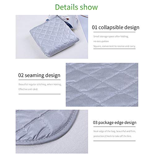 Kaxich Foldable Magnetic Ironing Mat Washer Dryer Heat-resistant Ironing Pad Blanket Thick Portable Ironing Board Cover for Table, Travel and Flat Surface 85 x 48cm Grey