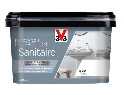 V33 Kit sanitaire, Rénovation perfection Blanc satin 1L