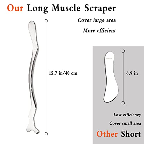 Stainless Steel Gua Sha Long Bar, Metal Guasha Scraping Tool, Muscle Scraper Stick For Deep Tissue/Fascia/Face/Scar, Iastm Tool For Body Plane, Therapy Massage Tools For Body Shaping #TOP1