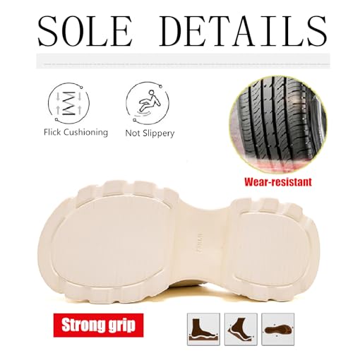 Women's Genuine Leather Flowers Platform Slides Sandals Retro Lace Up Comfortable Open Round Toe Slip-on Chunky Increase Height Slippers Anti-slip Lug Sole Summer Walking Sandals4