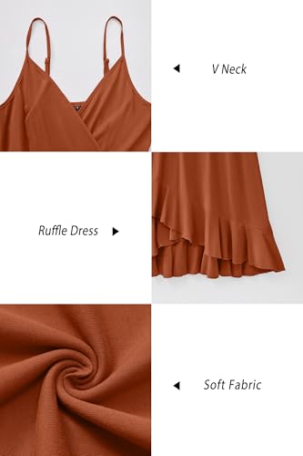 Image of ULTRANICE Womens Summer Dresses Floral V Neck Ruffled Hem Spaghetti Spring Casual Beach Outfits Flowy Wrap Sun Dress