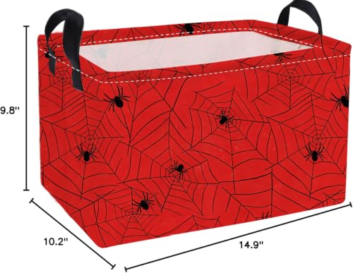Image of Essme Rectangular Spider Basket,Kids Storage Bins Organizer with Handles for Farm Room Decor, Gift Basket,Shelf Basket.(Red Spider)