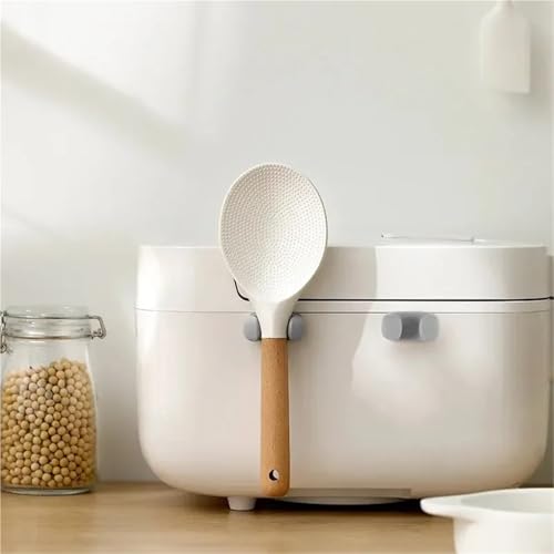 Support cuillère à riz silicone gris clair - range-ustensile mural cuisine