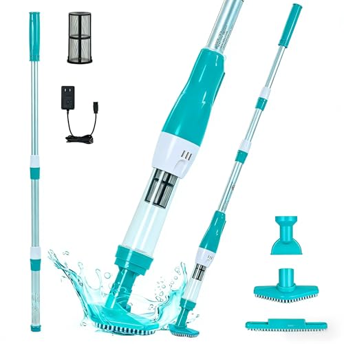 4 in 1 Cordless Rechargeable Small Pool Vacuum spa hot tub 90 Mins Running Time, 12 Gallons/Min Powerful Suction