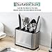 LIBODOUR Silverware Organizer,Kitchen Utensil Holder For Counter,Stainless Steel Caddy,4 Compartments Organizer,Capacity Flatware Spoon Fork Tool Cutlery Holder（Silvery）