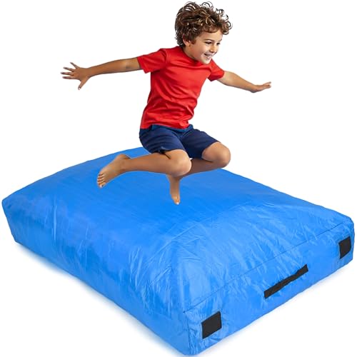 SaferBounce Crash Pad for Kids Sensory | Big 5Ft x 5Ft Or 3Ft x 4Ft | Autism Sensory Crash Mat for Jumping & Play | Crashpad | Soft Foam Landing Pad for Kids | Giant Pillow Mat | Climbing & Gymnastics