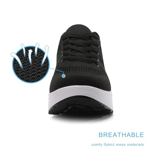 Image of RUIDENG Platform Sneakers for Women Air Cushion | Walking Shoes Women Comfortable All Day | Thick Rocker Bottom