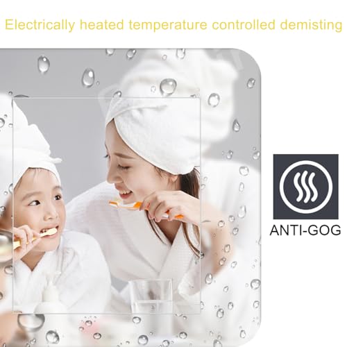 Miroir mural avec 3 couleurs d'éclairage ovale LED antibuée tactile