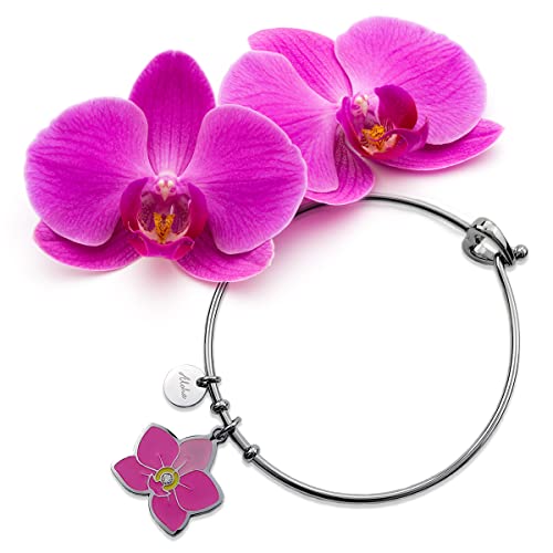 Aloha bracciale donna Orchidea Idea Regalo Acciaio Anniversario Compleanno Festa Fiore