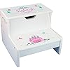 Personalizedpinktealprincesscastlechildrensstepandstoragestool  Urban Country Home Decor Personalized pink teal princess castle childrens step and storage stool  urban country home decor