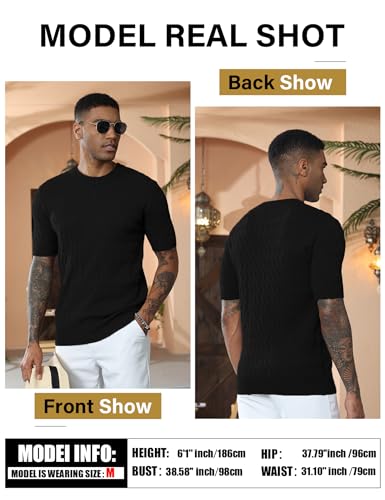 OYOZONE Camisas polo masculinas de malha de manga curta com textura Henley camisetas tricotadas casu