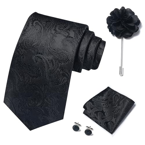 Image of joy alice Ties Set Men Mixed Color Necktie Handkerchief Cufflinks Brooch 3.15 Formal