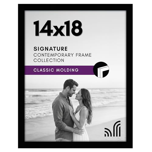 Americanflat 14x18 Picture Frame with Polished Plexiglass - Signature Collection - Gallery-Style Frames Made of Engineered Wood - Photo Frame for Wall Display - Black