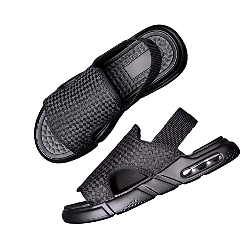 Men's Woven Soft-Soled Sandals, Summer Outdoor Open-Toed Non-Slip Casual Height-Increasing Sports Beach Sandals