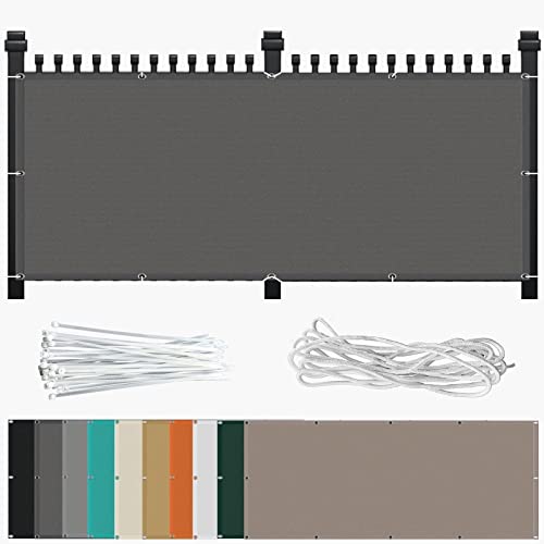 Sichtschutz Balkon Zaunblende 80 x 300 cm mit Ösen Nylon Kabelbinder und Kordel Sonnensegel Witterungsbeständig Oxford für Seite den Balkon Garten Terrasse, Dunkelgrau